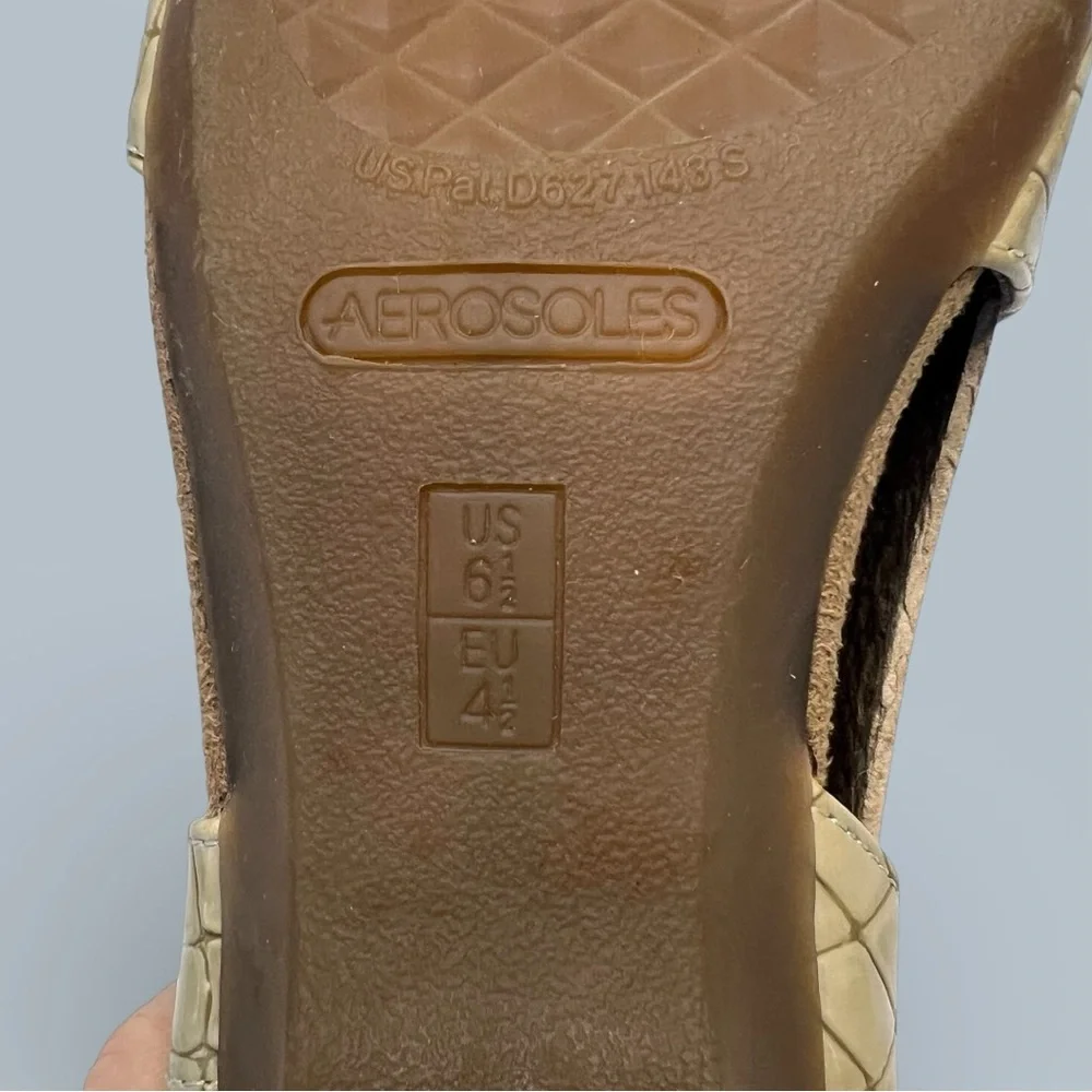 Aerosoles‎ Women's Sandals Brasserie Faux Croc Embossed Slingback Tan Sz 6.5 - Picture 12 of 13